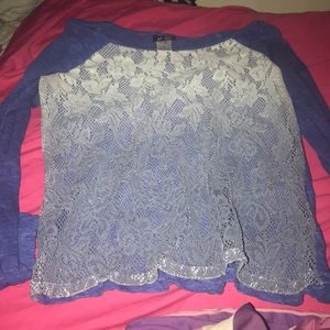 Blue shirt with white details